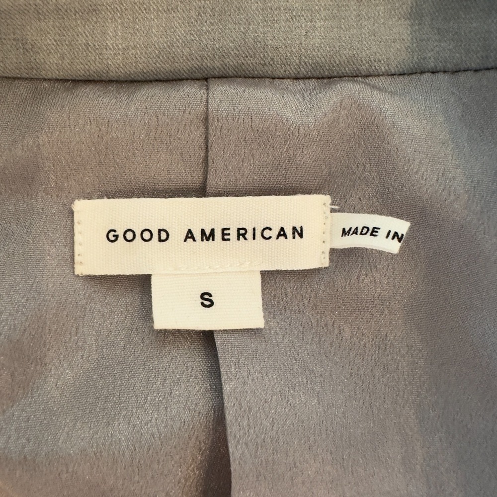 Good American Sequin Oversized Blazer-Heather Grey Color-Size Small RRP $329 - Picture 5 of 16